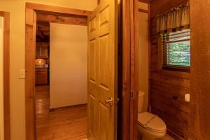 a bathroom with a toilet and a window at Apple of my Eye in Banner Elk +24 photos