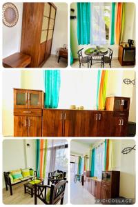 a collage of pictures of a room with a table at Dinewa Apartment in Aluthgama +7 photos