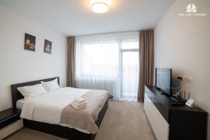 Μια τηλεόραση ή/και κέντρο ψυχαγωγίας στο Milan Luxury Studio VI-Brașov#near Coresi Mall