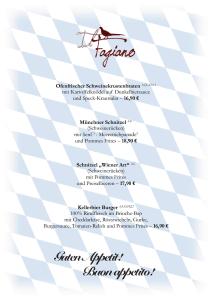 a picture of a menu for a restaurant at Brauerei Gasthaus Lohhof im Münchner Norden, direkt an der S1, nähe vom Flughafen, Zentrum, A92, Allianz Arena, Ruderregatta und Schießanlage G- Hochbrück entfernt, Internationale Küche in Unterschleißheim