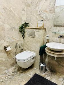 a bathroom with a toilet and a sink at Dinewa Apartment in Aluthgama