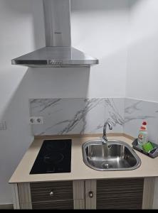 アルモドバル・デル・リオにあるEl capricho de Olgaのシンクとコンロのあるキッチン