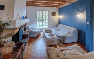 a living room with two couches and a fireplace at Belle Maison Landaise in Mimizan