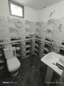 a bathroom with a toilet and a sink at Randuli Holiday Homes in Anuradhapura