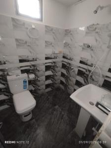 a bathroom with a toilet and a sink at Randuli Holiday Homes in Anuradhapura