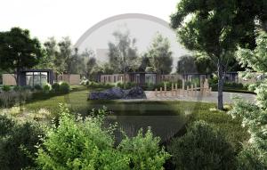 an architectural rendering of a garden with a bridge at Amazing Home In Zeijen With Wifi in Peest +5 photos