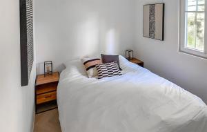 a white bed with pillows on it in a bedroom at Amazing Home In Zeijen With Wifi in Peest