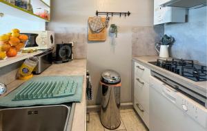 a kitchen with a sink and a stove top oven at Beautiful Apartment In Le Grau-Du-Roi With Wifi in Le Grau-du-Roi