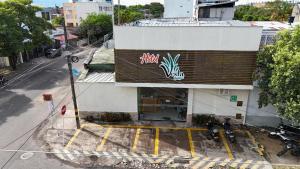 an overhead view of a building with a sign on it at Hotel Vesta Boutique in Neiva
