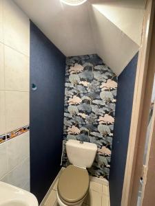 a small bathroom with a toilet and a sink at Gîte Coeur De Brocéliande in Néant-sur-Yvel