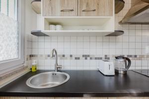 a kitchen counter with a sink in a kitchen at Apartments Obala in Malinska +67 photos