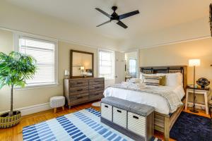 a bedroom with a bed and a ceiling fan at Pet-Friendly Condo Less Than 2 Mi to Alameda Beach! in Alameda