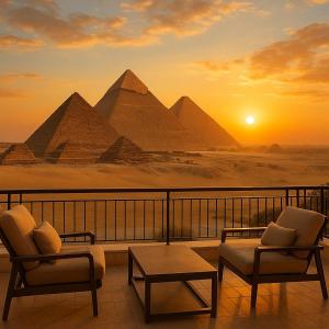 Východ nebo západ slunce při pohledu z hotelu nebo okolí