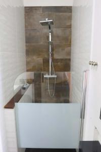 a bathroom with a shower with a sink at Maison T3 - 2 chambres lits doubles in Lormont