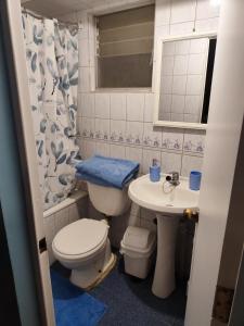 a bathroom with a toilet and a sink at Departamento 4 prs San pedro de la paz in San Pedro de la Paz