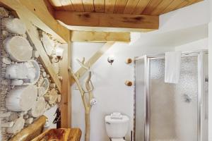 FlorissantにあるTimberframe Treehouseのシャワーとトイレ付きのバスルーム +15枚の写真