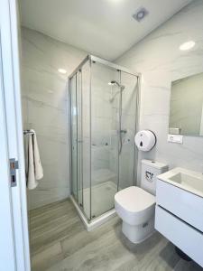 Koupelna v ubytování T1 panorâmico no Medsal Residence