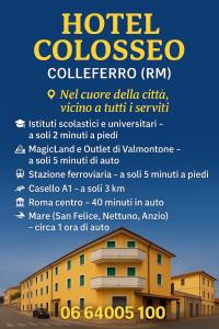 a poster for a hotel with the words hotel colosseo at Hotel Colosseo Colleferro in Colleferro