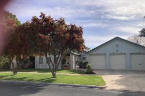 une maison avec deux portes de garage et un arbre dans l'établissement Home Stay on High Room 1 Queen Bed and Room 2 King Bed OR Two Single Beds, à Swan Hill