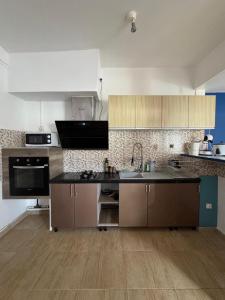 une cuisine avec un évier et un plan de travail dans l'établissement Grand T2 Bwereny'S Lodge - Passamainty, à Mamoudzou