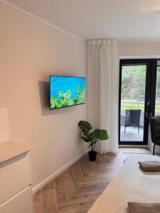 Μια τηλεόραση ή/και κέντρο ψυχαγωγίας στο Cozy Apartment Beethoven mit Balkon