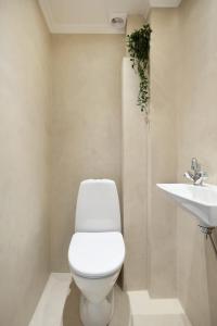 a bathroom with a toilet and a sink at Valby family apartment in Copenhagen +25 photos