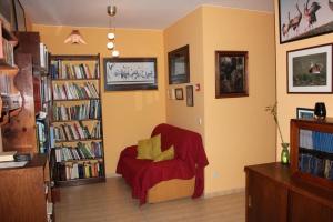 
a living room filled with furniture and a bookcase at Allucant - Gallocanta in Gallocanta
