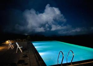 KorothClouds View Nature Resort的游泳池旁的2把椅子