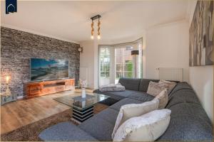 Χώρος καθιστικού στο Landhaus am Krebssee