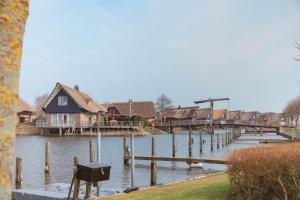 a marina with a bunch of houses and a dock at Dijkvilla - 5 personen in Holle Poarte