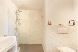 een badkamer met douche en wastafel bij Dijkvilla - 6 personen in Holle Poarte +39 foto's