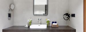 a bathroom with a sink and a mirror at Fortune Select Siliguri in Binnāguri