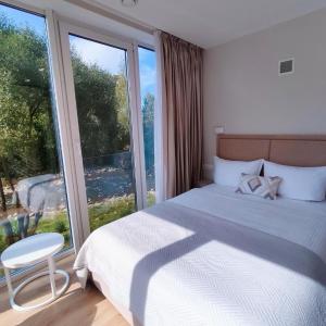 タターリウにあるTatariv-hillsのベッドと大きな窓のある寝室 +56枚の写真