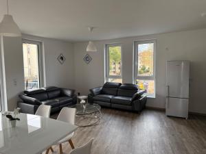 Posezení v ubytování Wunderschöne Ferienwohnung in Leipzig Taucha 1 OG links