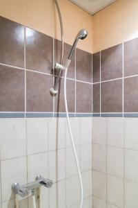 a shower with a hose in a bathroom at L'amandier à blajoux in Montbrun +9 photos