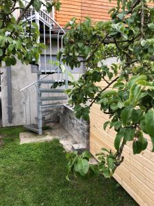 a set of stairs leading up to a house at Apartment am Stettiner-Haff in Mönkebude +2 photos