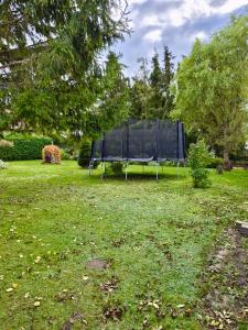 a tent in the middle of a grass field at Agroturystyka nad jeziorem Silickim Ilińscy in Silice