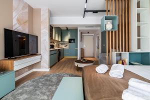 Η κουζίνα ή μικρή κουζίνα στο Nordic Pastel Hideaway - Studio with Balcony +29 φωτογραφίες