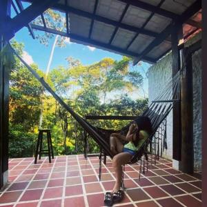 Balkón nebo terasa v ubytování La Cabañita + 2 fotografie