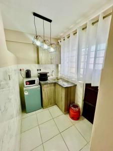 a kitchen with a green refrigerator and a stove at Oak South Gardens-South B in Nairobi