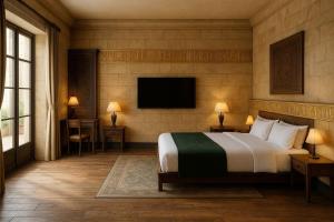 a bedroom with a bed and a flat screen tv at Girtingak Verty in Travnik