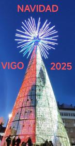 a large christmas tree with lights on it at CasacheloCangas in Cangas de Morrazo