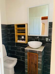 une salle de bain avec un lavabo et des toilettes dans l'établissement Ifaty Beach Club Resort, à Ifaty