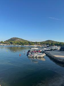 Un grupo de barcos están atracados en un puerto en Casa Mare Drage, en Drage