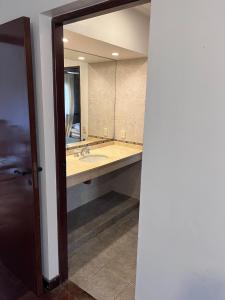 a bathroom with a sink and a large mirror at Yerbabuena in Yerba Buena +19 photos