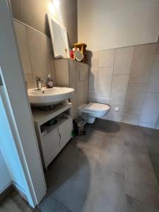 un baño con lavabo e inodoro en Goldnebel, en Oranienburg