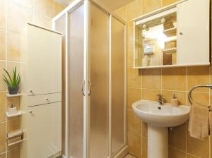 a bathroom with a shower and a sink at IL NIDO DI MASSIMO - a due passi dal centro città in Trieste