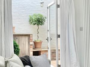 a room with a couch and a potted plant at Shrimp Cromer in Cromer
