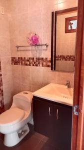 Koupelna v ubytování Hospedaje Vega del Rio