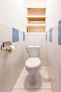 Un baño con un inodoro blanco en una habitación. en Le refuge des 3Fs, en Sainte-Marie 2 fotos más